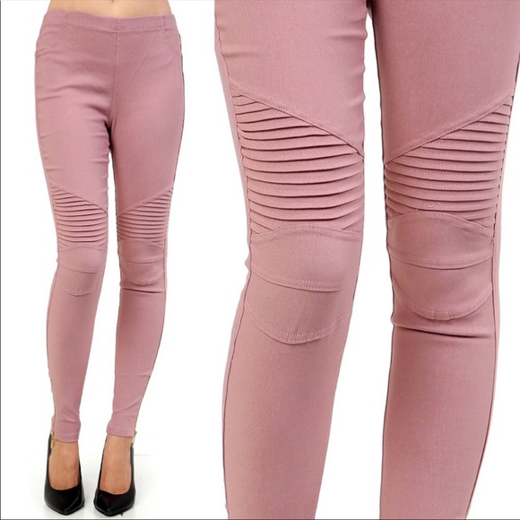 Dusty mauve biker pants - Picture 4 of 4